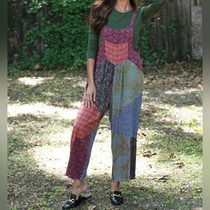 Sacred Threads Patchwork Overalls Women’s Large